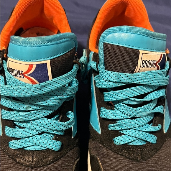 Brooks Black and Teal Athletic Shoes with Orange Highlights - Picture 2 of 13